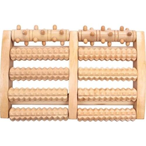 Dual Foot Massager Roller 5 Row Wood Rollers Body Nursing Massage Tool Relieve Stress Foot Pain Body Muscle Relaxation