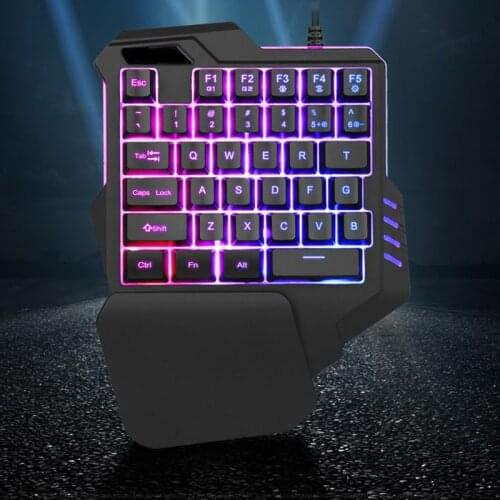One-Handed Gaming Keyboard RGB Backlit Portable Mini Gaming Keypad Ergonomic Game Controller for PC PS4 X-box Gamer