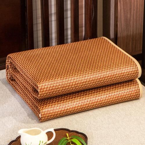 Smooth Rattan Bed Mat Adult Kids Summer Cool Cozy Breathable Sleeping Mat Folding Portable Bed Protection Pad Mattress Cover
