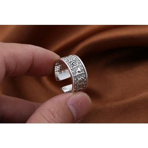 999 STERLING SILVER Om Mani Padme Hum ring jewelry For Men and Women A5781