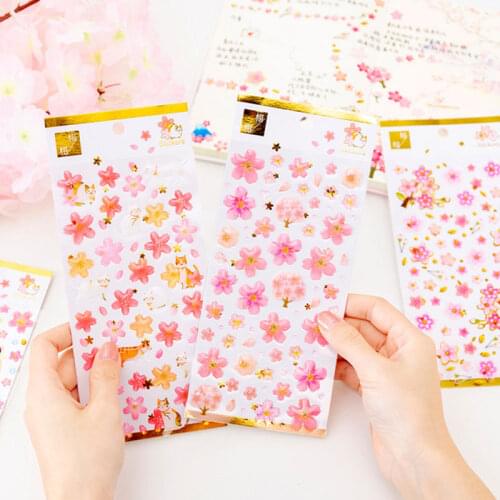 3 Sheets Mixed Cherry Blossoms Crystal Stickers Epoxy Resin Stickers Filler For Silicone Molds DIY Jewelry Making Tools