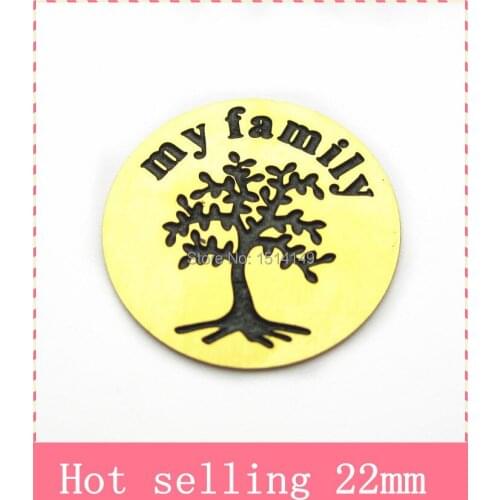 Hot selling stainless steel 22mm large disk gold my family floating plate fit for 30mm glass floating locket