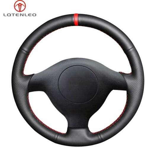 LQTENLEO Black Artificial Leather Steering Wheel Cover for Volkswagen VW Bora Seat Leon MK1 1998-2005 Skoda Fabia 1 2004-2005