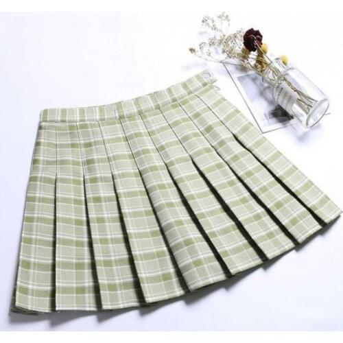 Girls Cute Yellow Plaid Pleated Mini skirts Women 2021 Summer Fashion Office Lady Club Party Casual Short Skirts Mujer Y2K E