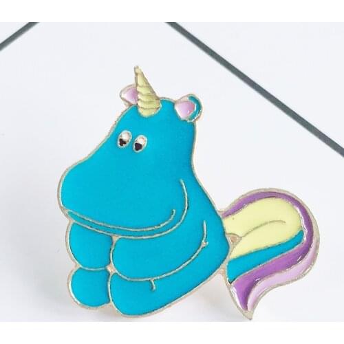 Fashion Women Jeans jackets Brooches pin Accessories Cute Animal Rainbow Tail Unicorn Brooch Fashion Hippo Badge