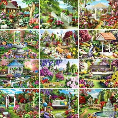 MomoArt 5D DIY Diamond Embroidery Garden Rhinestone Picture Diamond Painting Landscape Cross Stitch Mosaic Home Decor Gift