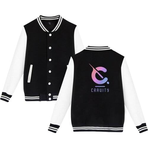 CRAVITY Kpop Baseball Jacket Coat Print Fashion Men Women Long Sleeve Pocket Button Korean Style Hip Hop Hoodies Sweatshirt Tops