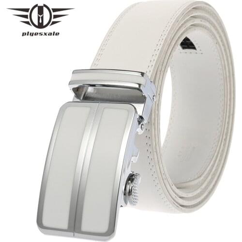 2021 New Arrival Black Blue Red White Belt Men Brand High Quality Men Real Leather Dress Belt Automatic Formal Casual Belts B389