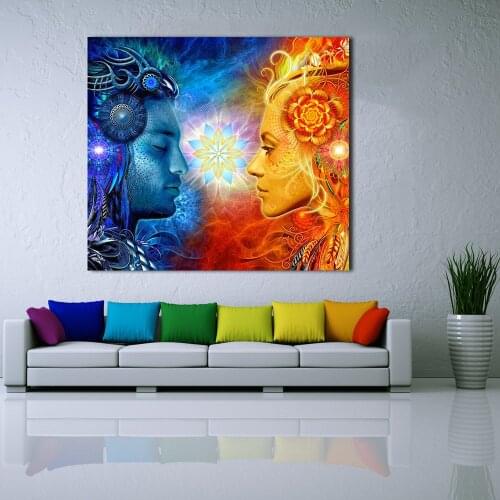 JQHYART Tantra Shiva And Shakti Wall Art Picture Home Decor Living Room Modern Canvas Print Figure Painting No Frame