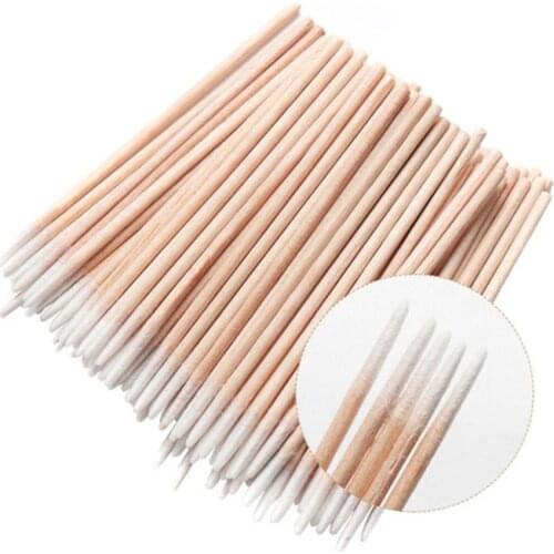 Disposable Cotton Swab Lint Free Micro Brushes Wood Eyelash Tool Stick Removing Clean Glue Buds Swabs Cotton Ear Extension V9T3