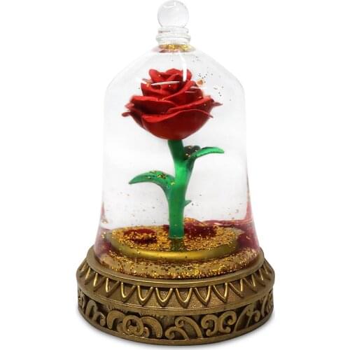 Original Cartoon Beauty and the Beast Rose Crystal Ball Ornaments Girlfriend Valentines Day Birthday Gift