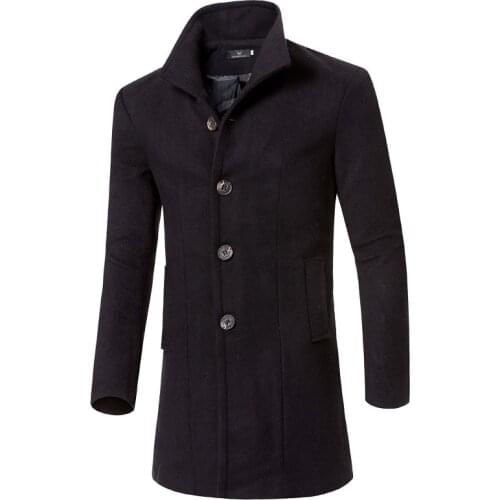 Autumn Winter Wool Jacket Men quality Wool Coat Business Casual Slim wool coat Men long trench coat