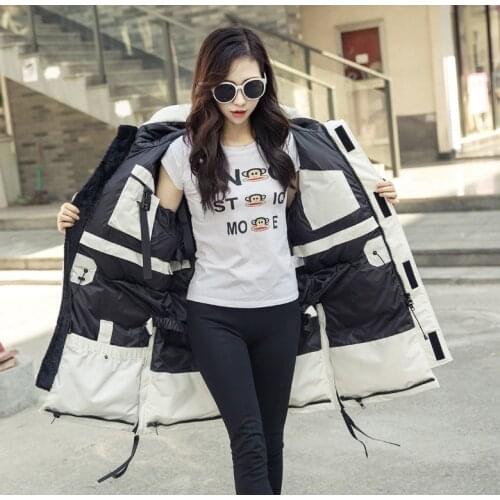 WFAHMH Down Jacket Women or Men Winter Long Hooded Down Parkas 90% White Duck Down Parka Female Thicken Warm Outerwear Coat