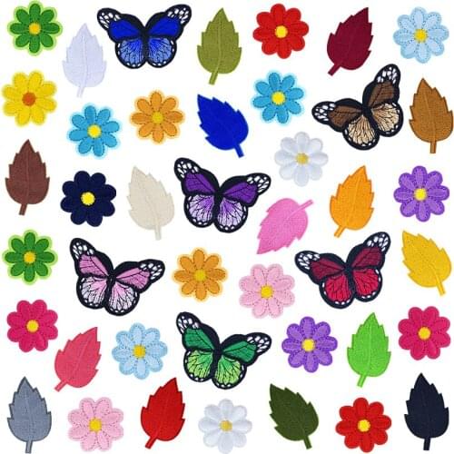 Multicolor Butterfly Flower Leaf Series Computer Embroidered Cloth Stickers DIY Decorative Patch Sticker