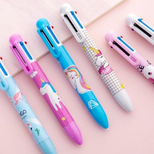 Creative Cartoon Unicorn Flamingo 6 Color Color Ballpoint Pen Hand Account Special Pen Stationery Ballpoint Pen Wholesale