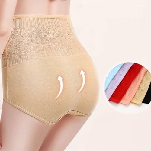 High Waist Women Cotton Underwear Ladies Seamless Panties Sexy Briefs Lingerie Comfortable Solid Color Lace Underpants Plus Size