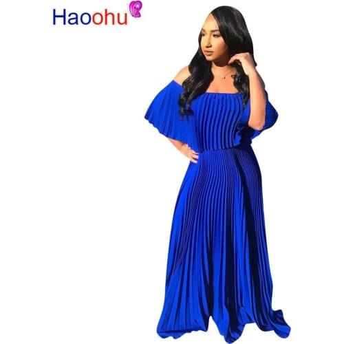 Chiffon Pleated Party Dresses Women Sexy Off Shoulder Short Sleeves Ladies Dresses Floor Lengh Night Club Party Vestidos
