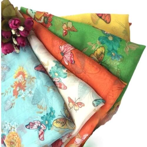 30d print chiffon flower butterfly spring and summer chiffon yarn hanfu clothes clothing skirt fabric