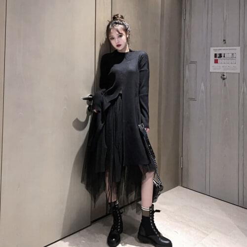 Spring 2021 New Retro suit womens Hong Kong style knitted sweater shows thin gauze skirt and two piece net red