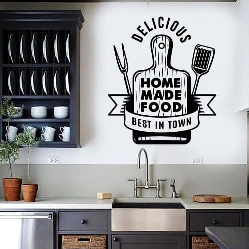 Phrase Vinyl Wall Decal Lets Cook Kitchen Stickers Pan Soup Food Wall Decals For Dining Room Modern Home Decoration Art W820