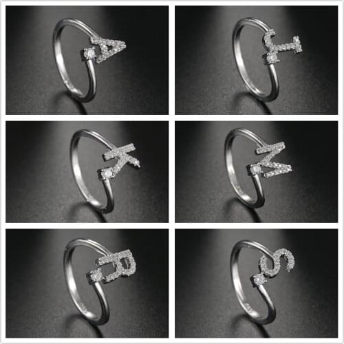 High Quality Tiny Letters Rings For Women Opening Stainless Steel Alphabet Initial Name Finger Ring Jewelry Friendship Gift