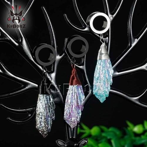KUBOOZ Ear Plugs Tunnels Body Piercing Jewelry Stretcher Earring Expanders Stainless Steel Fashion Jewelry For Gift 10PCS 0g 00g
