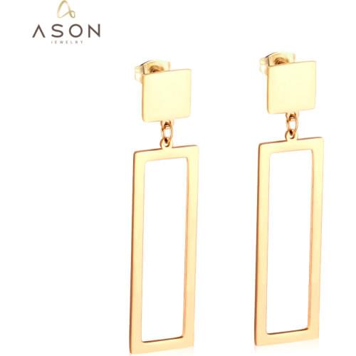 ASONSTEEL Drop Earrings Jewelry Geometric Rectangle Long Dangle Stainless Steel Earring for Women Girls Party Fashion Gift