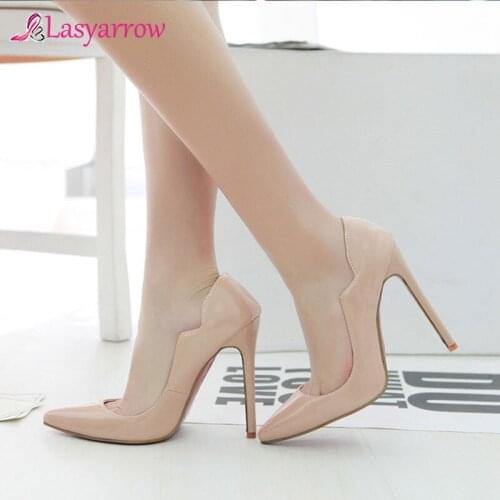 Lasyarrow women shoes 12CM Heels Black Red Shoes Woman Pumps Sexy Pointed High Heels Wedding Shoes Shallow zapatos mujer RM002