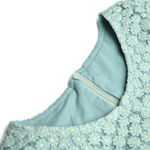 Ladies Hollow Out Lace Embroidery Dress Women High Waist O-Neck Three Quarter Sleeve Female Office Elegant Runway A-Line Dresses