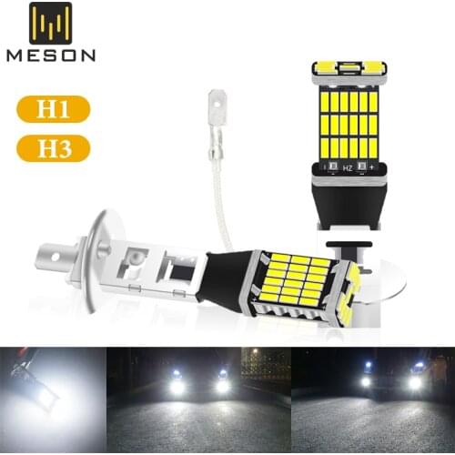1PC H1 H3 Car Fog Light 3014 Led 45 Smd Super Bright Running Lights Automatic Plug and Play Bulb 12V 6000K