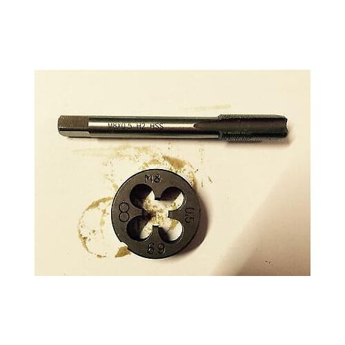 1pc HSS Machine M8 X 0.5mm Plug Tap and 1pc M8 X 0.5mm Die Threading Tool