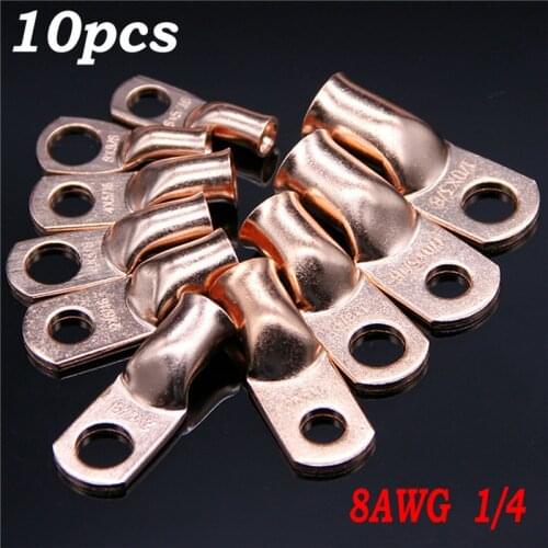 10pcs Wire Ring Terminal Copper 8 AWG Gauge #10 Connectors Car Audio Terminals Bare Ring Terminals lug Ring / Battery Terminal