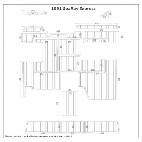 1991 SeaRay Express Swim Step & Cockpit Pad Boat EVA Teak Decking 1/4" 6mm