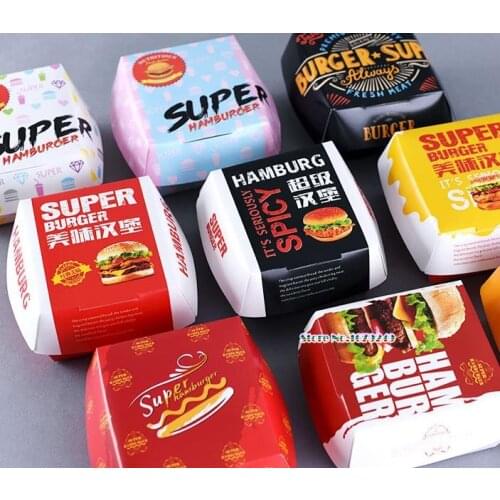 200pcs/lot Hamburger packing boxes,Brown paper burger box free package baked goods Hamburger box