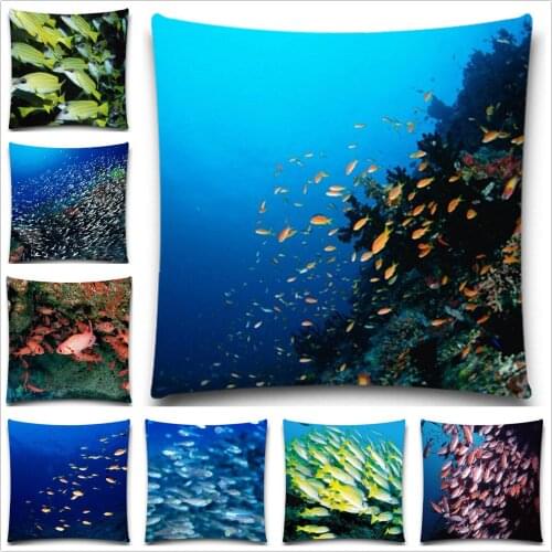 2016 Hot Sale Pillow case Lovely Sea animal Cotton polyester bedroom/chair seat 18*18 inches etc 5 size 9 style