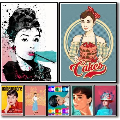 29 Designs Audrey Hepburn Whitepaper Poster Alternative Abstract Art Painting Funny Wall Sticker for Coffee House Bar