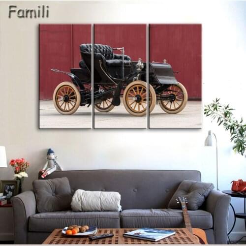 3 panel set Printed artistic retro car landscape picture painting for wall art home decoration living room Canvas Prints artwork