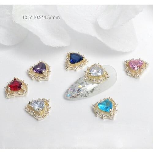 4pcs Nail Art Luxury Zircon New Love Diamond Zircon Jewelry Sky Blue Purple Red Pink Color Nail Rhinestone