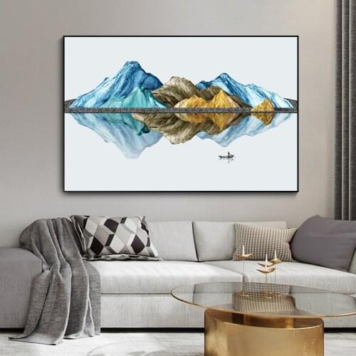 Abstract Mountain Reflection Painting Landscape HD Print Abstract Oil Painting On Canvas Wall Art Living Room Sofa Home Decor