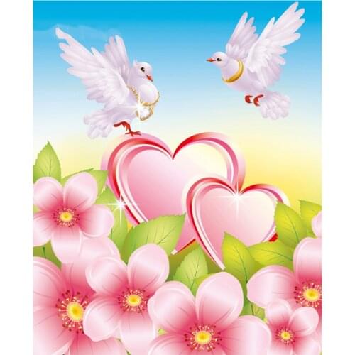 Diamond Painting Cartoon Pigeon Diamond Embroidery Flowers Pattern Rhinestones Diamond Mosaic Kit Needlework DIY