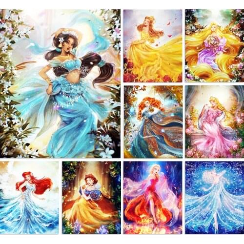 DIY Diamond Painting Disney Cartoon Princess Series 5D Diamond Embroidery Rhinestone Mosaic Handmade Home Decoration Gift