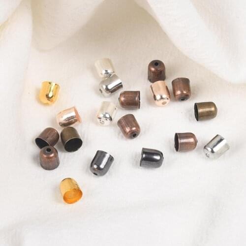 30-50pcs Leather Cord Bracelet Buckle Findings End Tip Tassel Caps 4-12mm Crimp End Beads Caps For DIY Jewelry Making Supplies