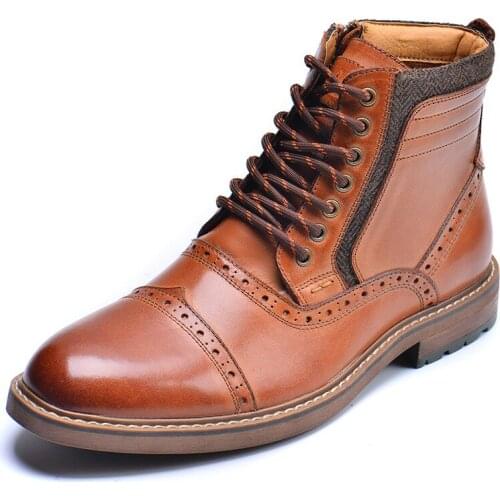 Brand Mens Martins Boots Handmade Male Crazy Horse Leather Shoes Man Ankel Dress Boots Big Size 47 New Men Casual Lace-up Boots