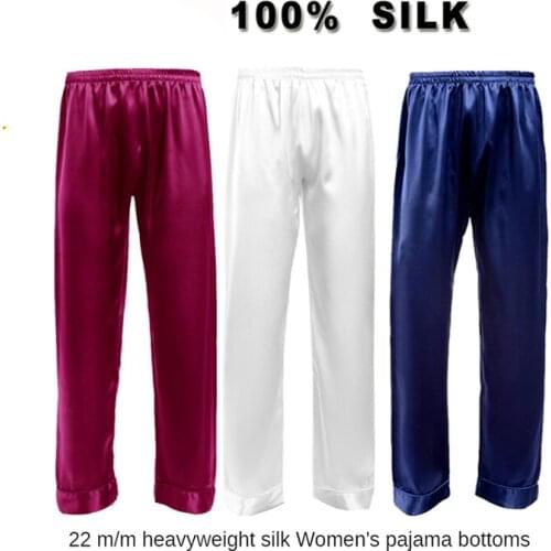 22 MM Real Silk Pyjama Trousers Women 100% Mulberry Silk Pajama Pants Loose Leisure Pajamas Trousers Casual Long Silk Pants