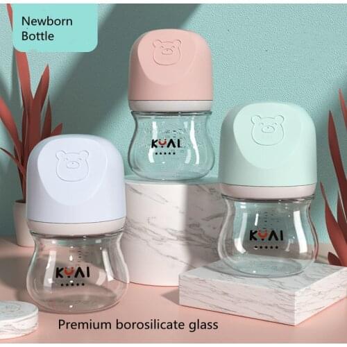 80ml Baby bottles Premium borosilicate Glass Newborn Feeding Bottle Anti-Colic Breast-Like Nipple bottle For Infant water cup