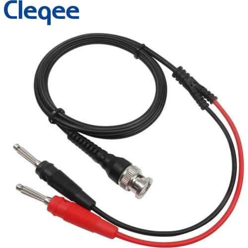 Cleqee P1008A BNC Male to Dual 4mm Stackable Banana Plug Test Leads Probe BNC Cable for Oscilloscope Signal Generator 120CM