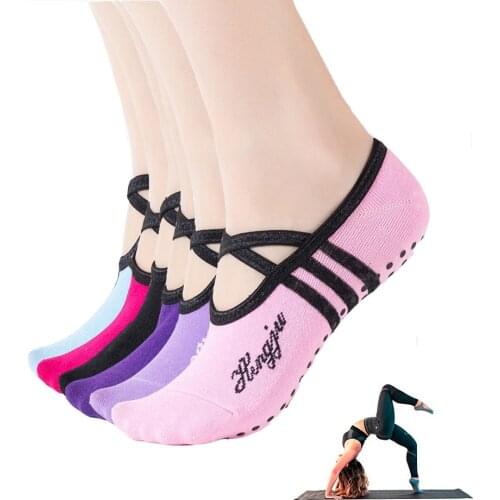 Breathable Women Yoga Socks Silicone Non Slip Pilates Sports Ballet Fitness Barefoot Dance Socks Slippers With Grips
