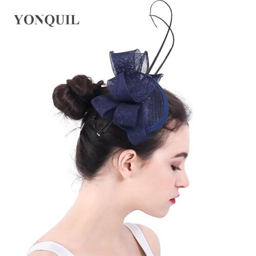 Formal Dress Bride Wedding Fedora Cap Elegant Woman Show Banquet Fascinator Hat Hair Pin Sinamay Hoops Hair Accessories Ladies