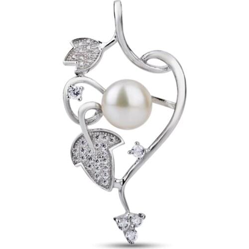 GND0611 High Quality 925 Sterling Silver Pendant Charming Pearls Leaf Shape Necklaces Pendants Fashion Jewelry For Women