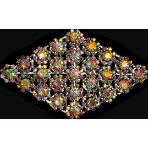 Crystal Applique for Wedding Dresses Kids Hats Applique 10.8 cm*7 cm Sewing DIY Crafts Silver Gold AB Cusack